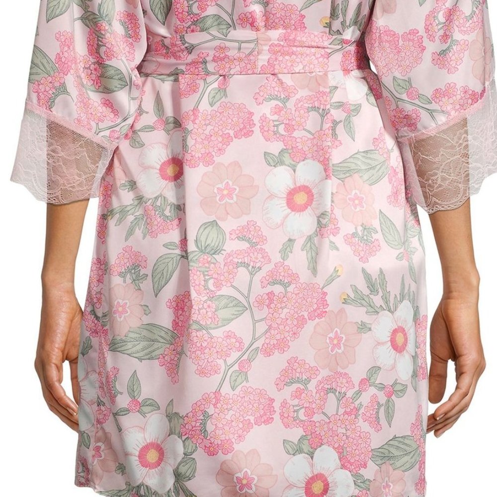 NEW Flora Nikrooz Women Trish 2 Piece Set Robe & Chemise Nightgown Lace Trim - Picture 3 of 5